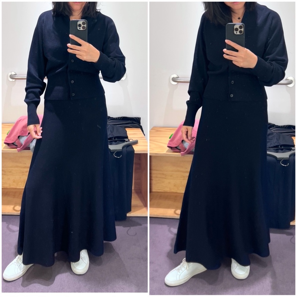 Cos Waisted Knitted Cardigan and MIDI Knitted Skirt